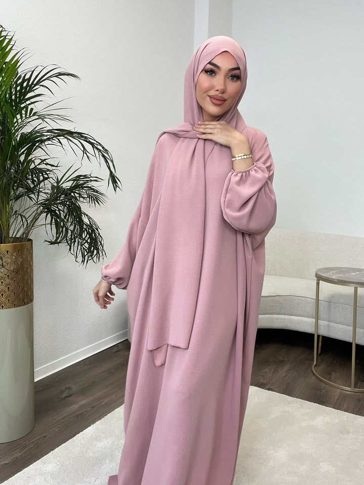 Coco Abaya mit integriertem Hijab in Altrosa