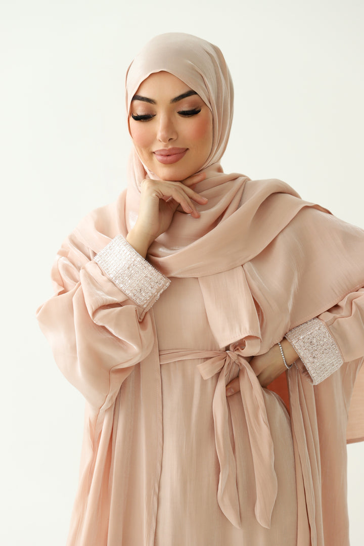 Dubai Abaya 3-Teiler in Rosa