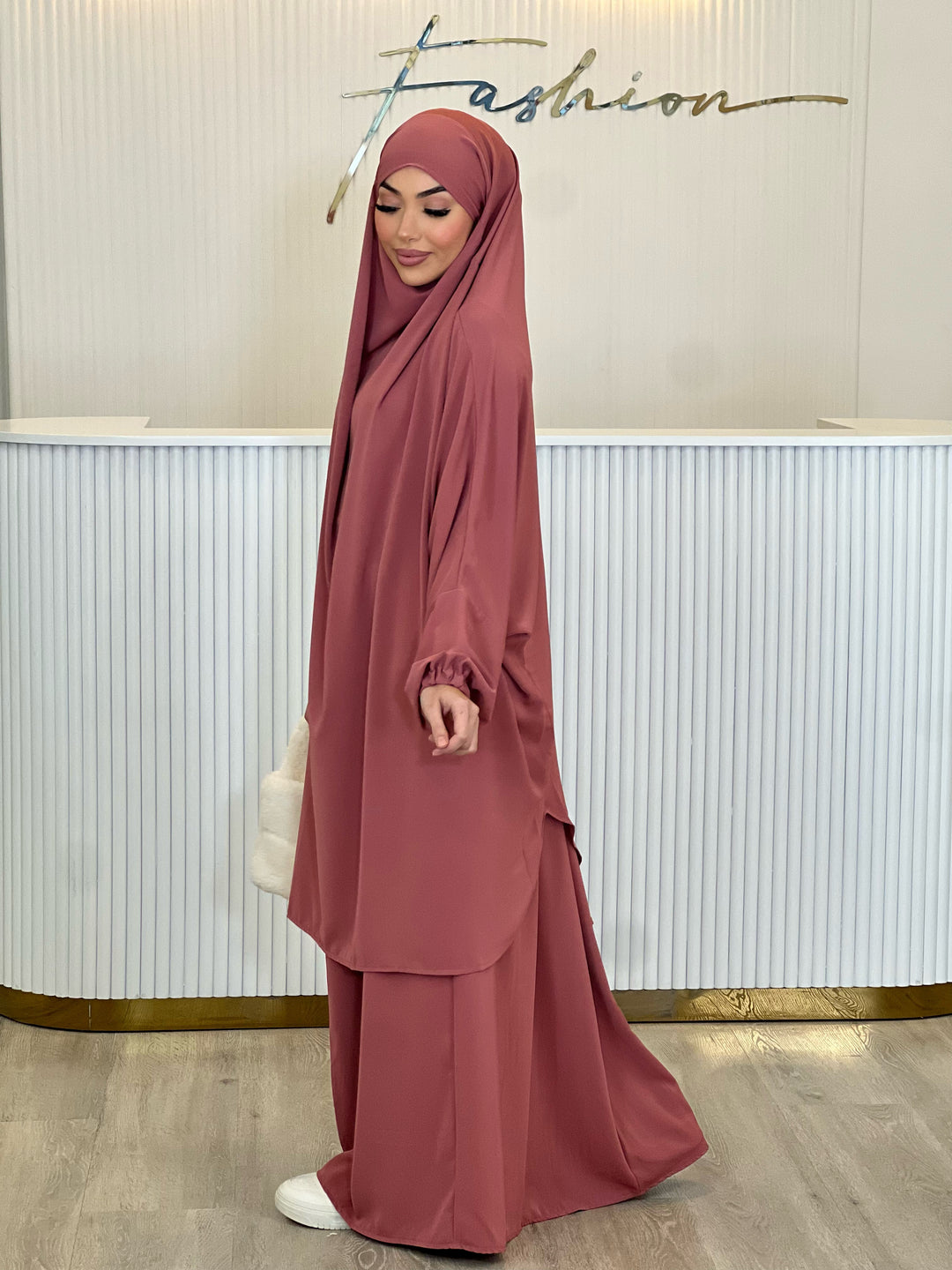 Medina Jilbab Set in Dusty Rose