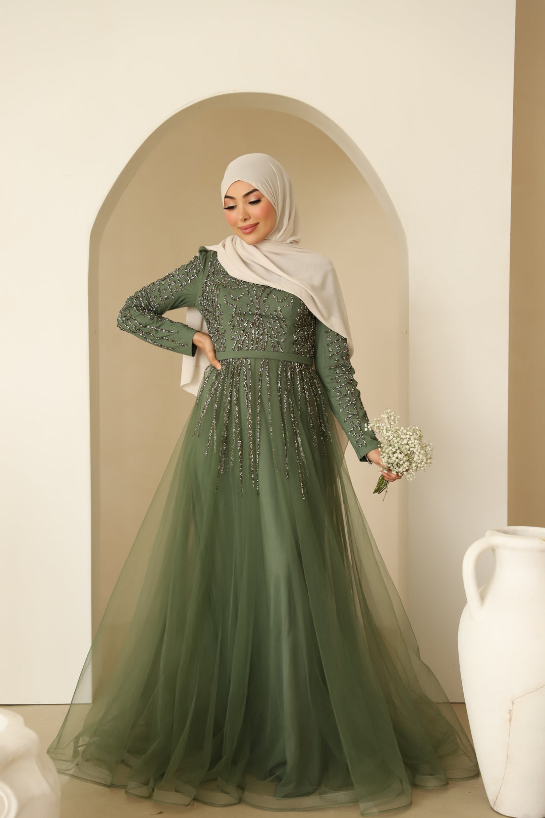 Fery Couture Abendkleid in Olive