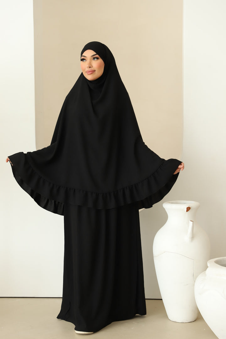 Amela Abaya Set in Schwarz
