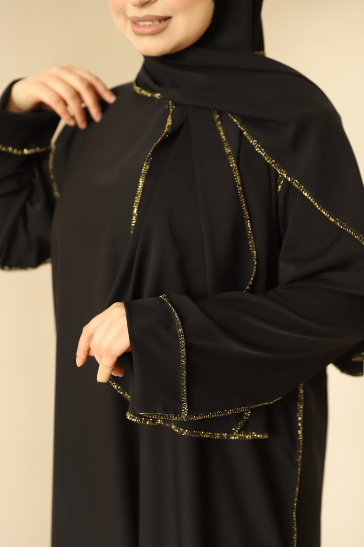 Anisa Abaya mit integriertem Hijab in Schwarz
