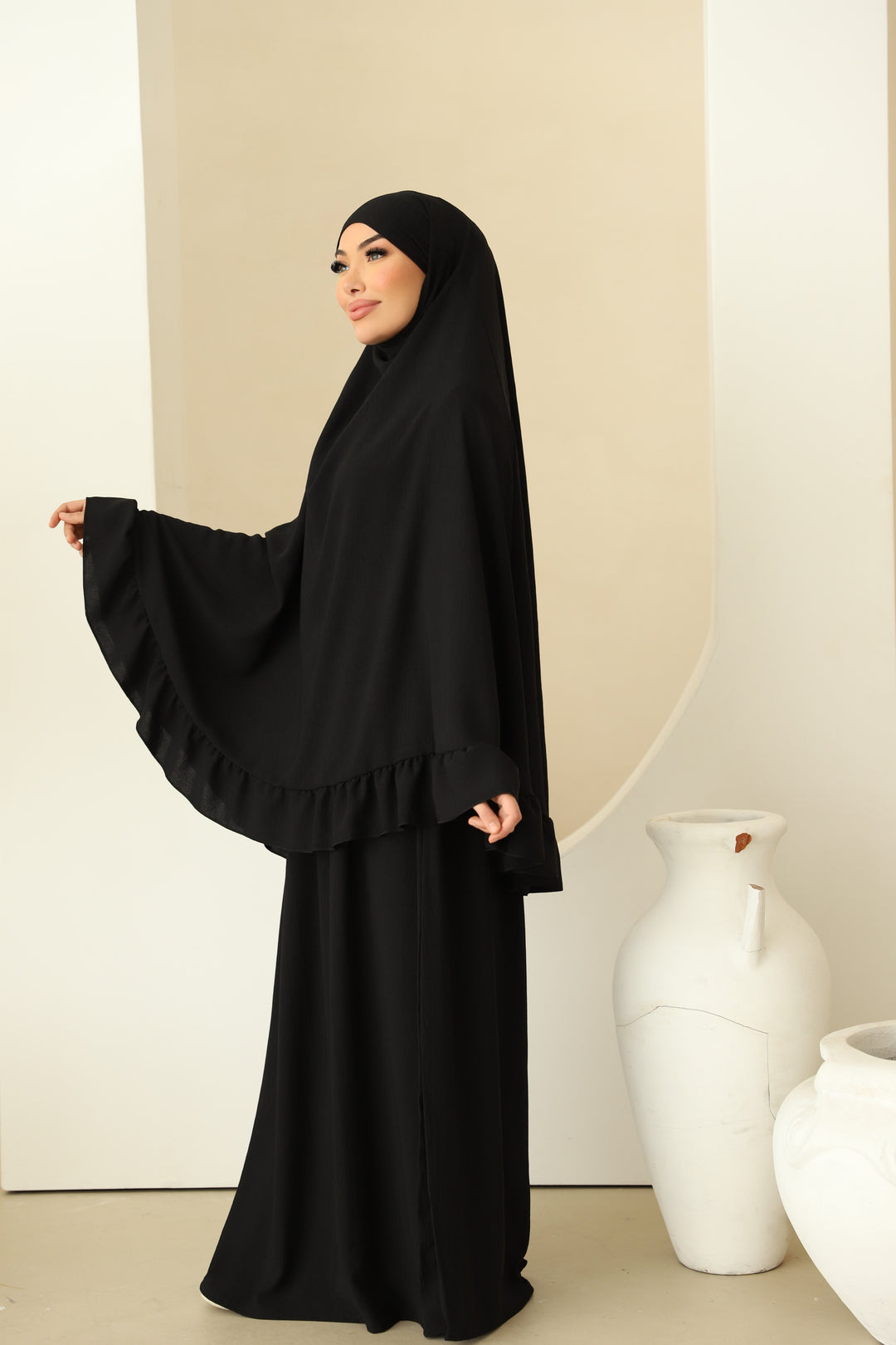 Amela Abaya Set in Schwarz