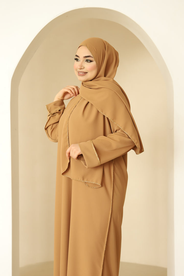 Anisa Abaya mit integriertem Hijab in Camel