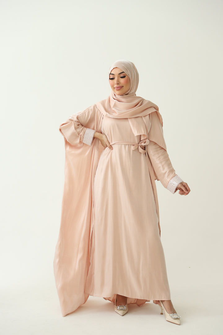 Dubai Abaya 3-Teiler in Rosa