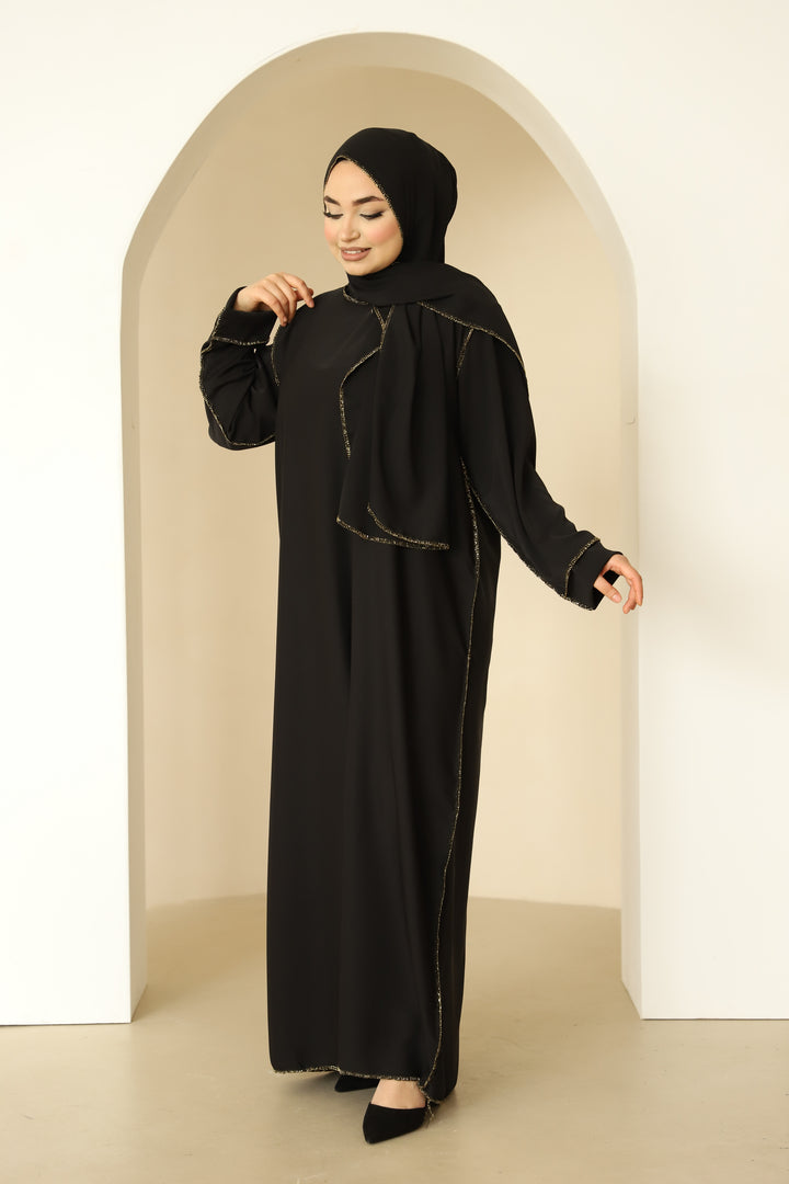 Anisa Abaya mit integriertem Hijab in Schwarz