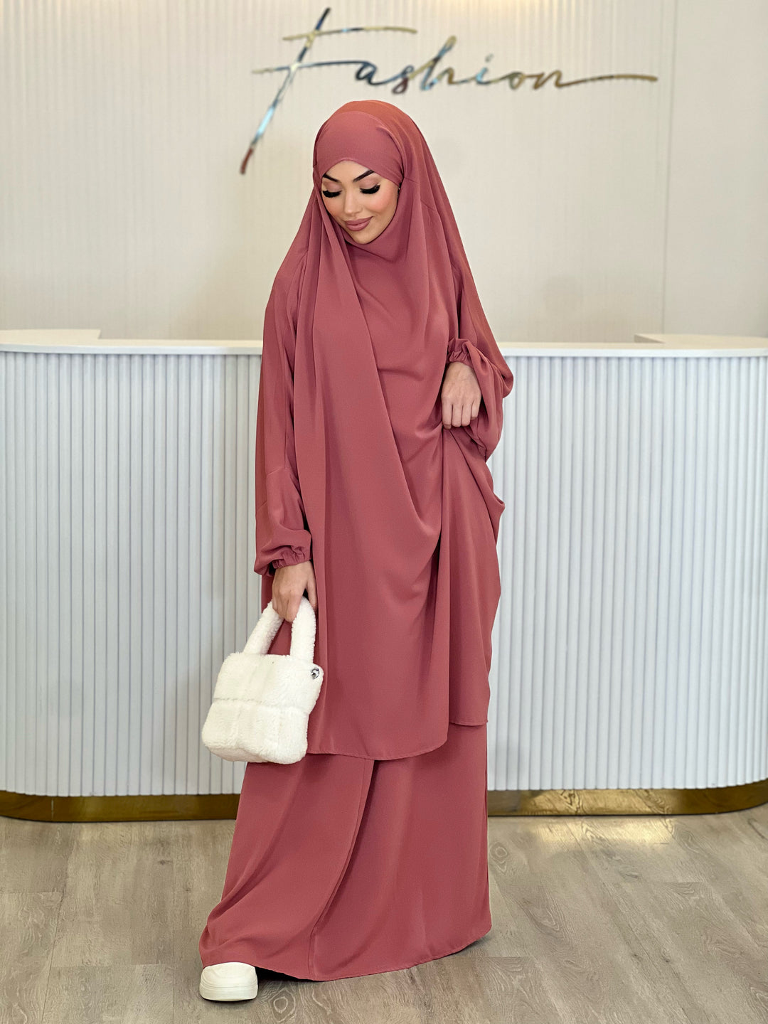 Medina Jilbab Set in Dusty Rose