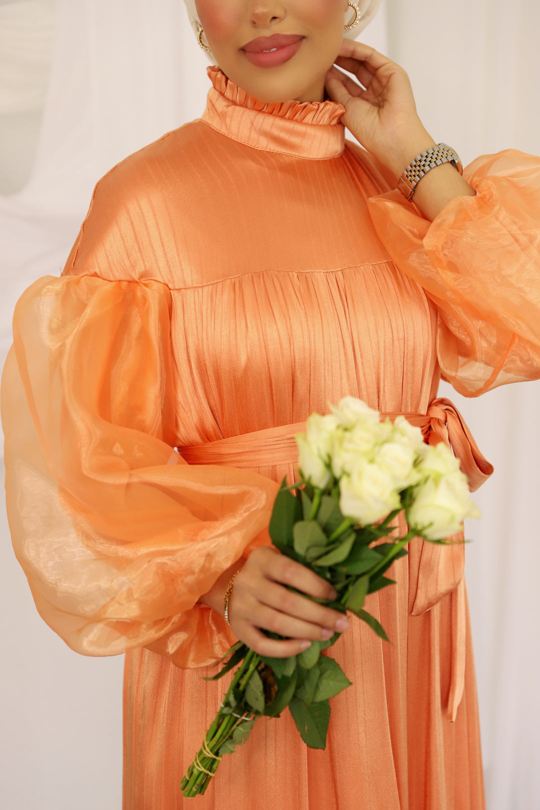 Violet Satin Kleid in Orange