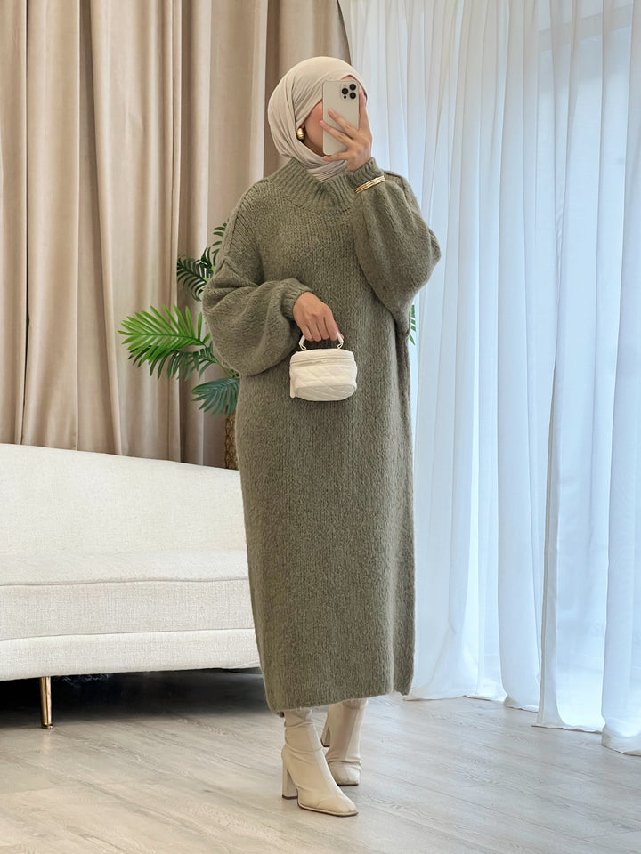 Tara Woll-Kleid in Olive