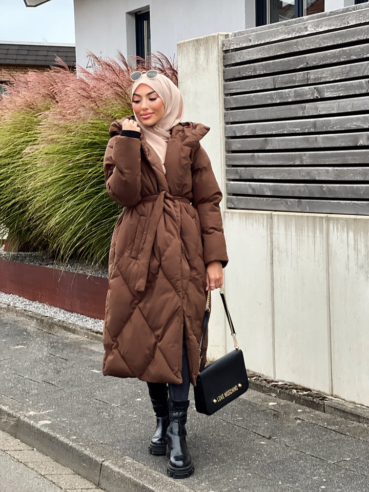 Stormi Parka mit Gürtel in Braun