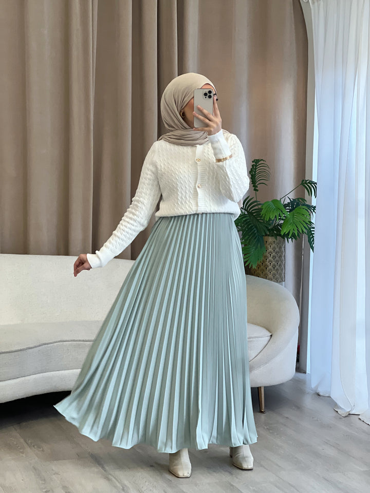 Rosé Plissee Rock in Mint