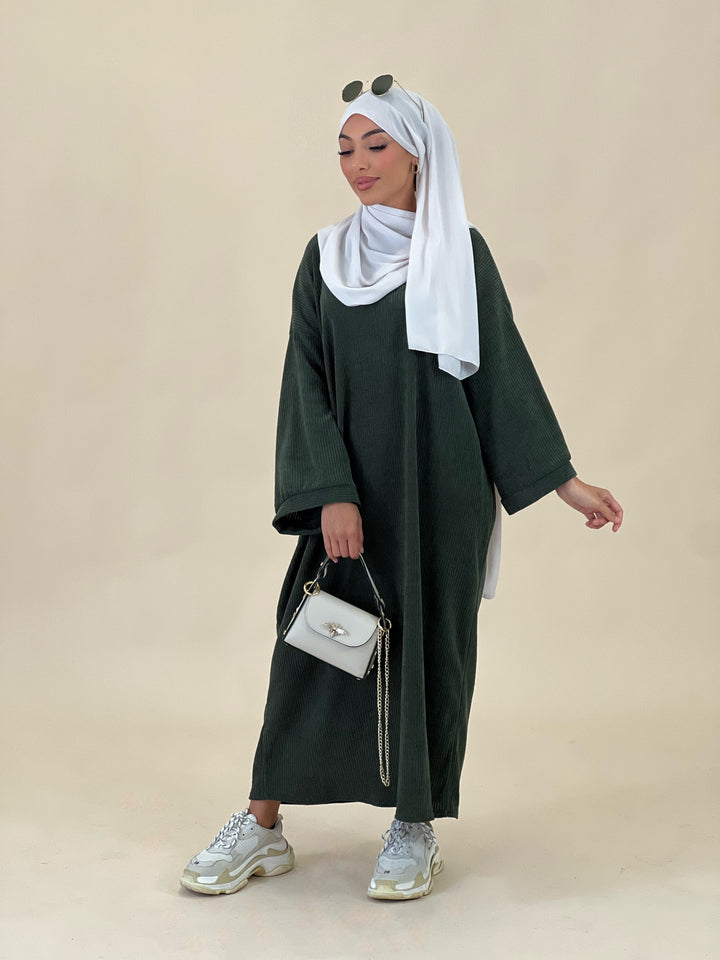 Farah Cord Abaya in Khaki