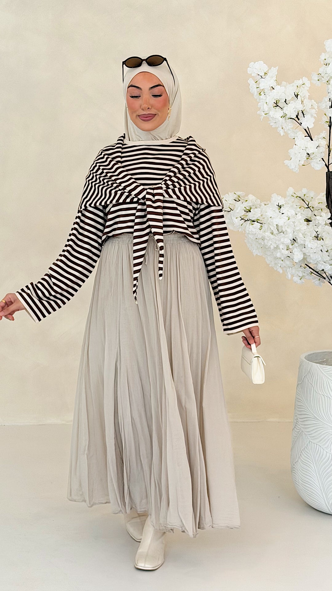 Ari Striped Oberteil mit Styling-Tuch