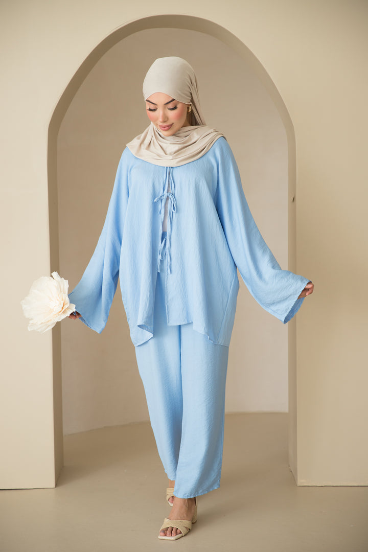 Senay Set mit Schnürungen in Blau