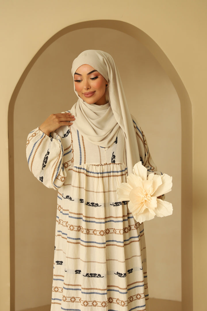 Boho Leinen Kleid in Blau