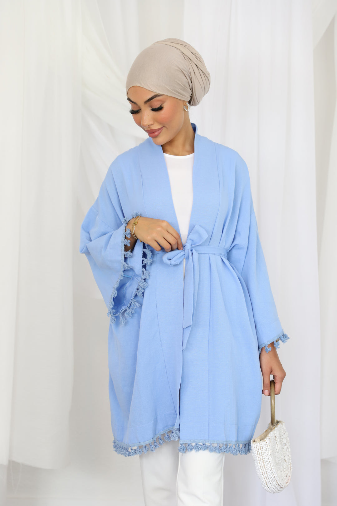 Molly PomPom Kimono in Blau