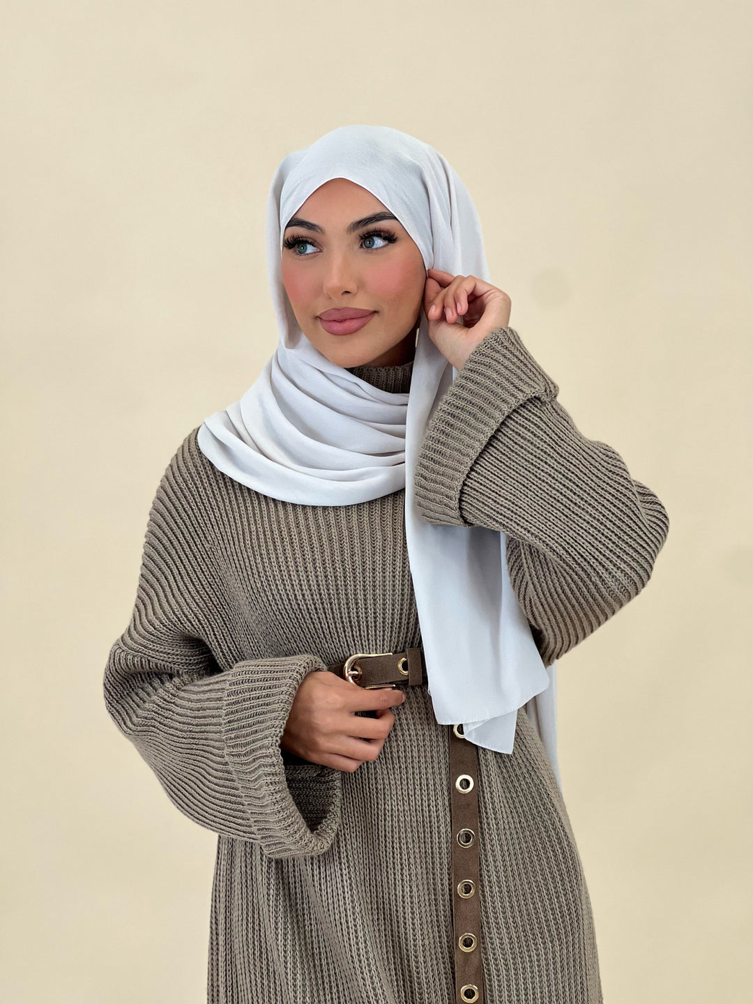 Serena Oversized Pulloverkleid in Taupe