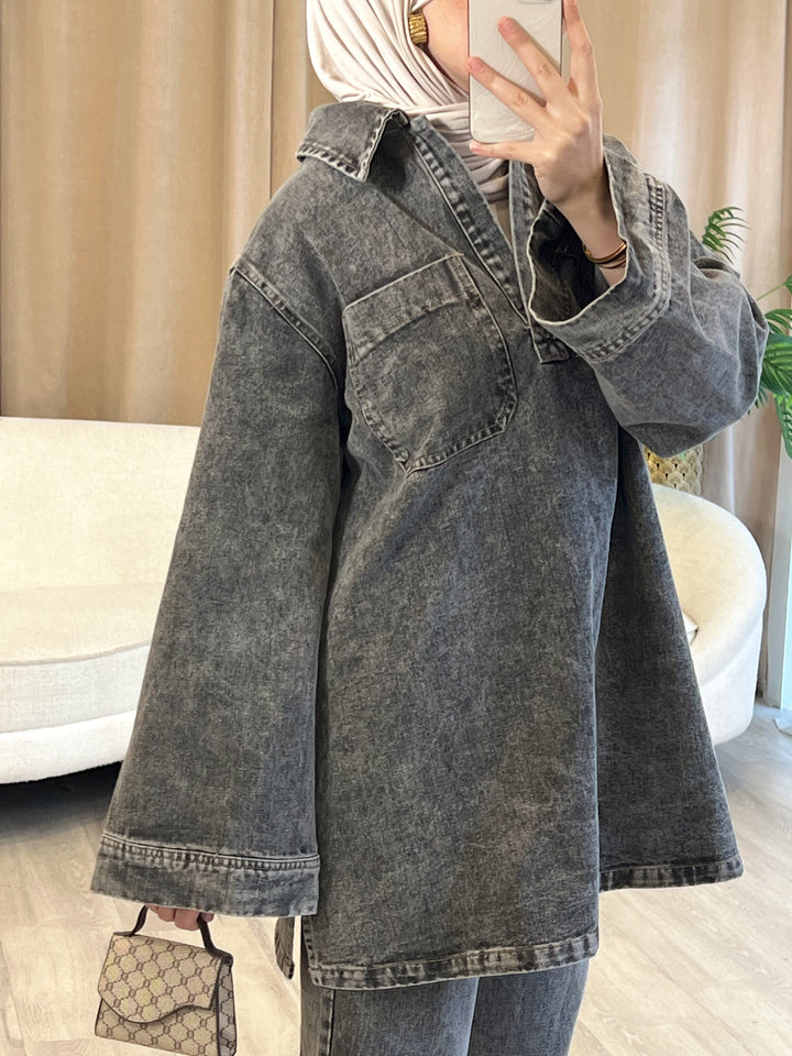 Lale Jeans Set in Grau