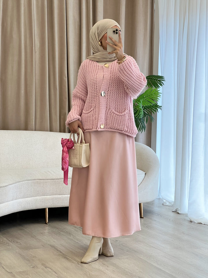 Pure Cardigan mit goldenen Knöpfen in Barbie
