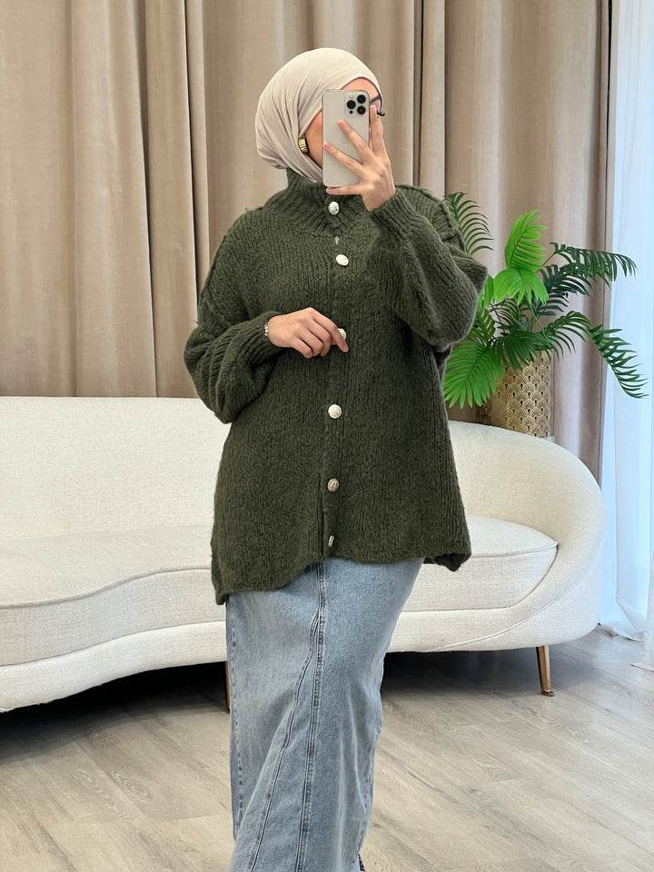 Lilly Oversized Cardigan in Dark Olive