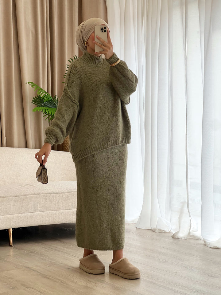 Nala Woll-Set in Olive
