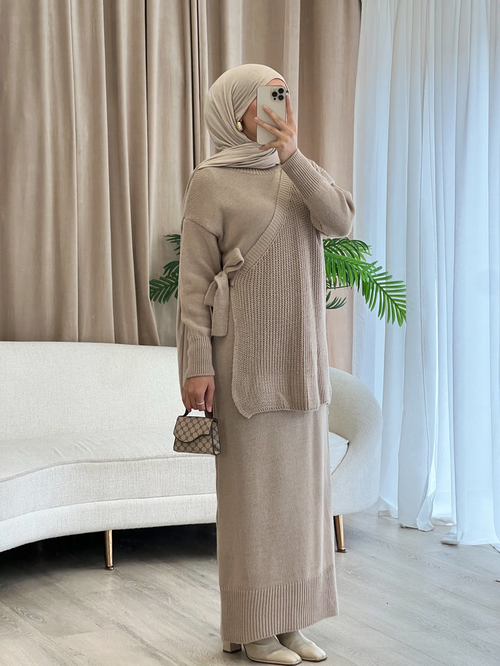 Daisy Strickkleid in Taupe