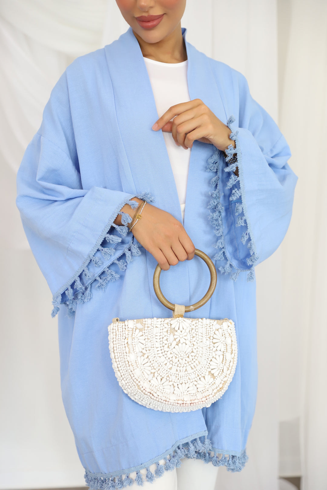 Molly PomPom Kimono in Blau