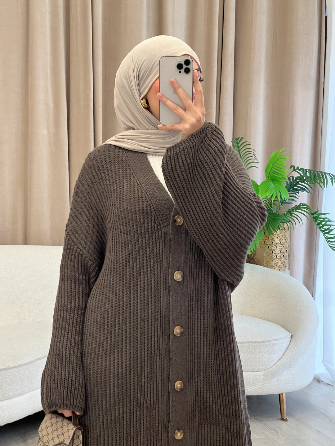 Amelié Strick-Cardigan in Fango