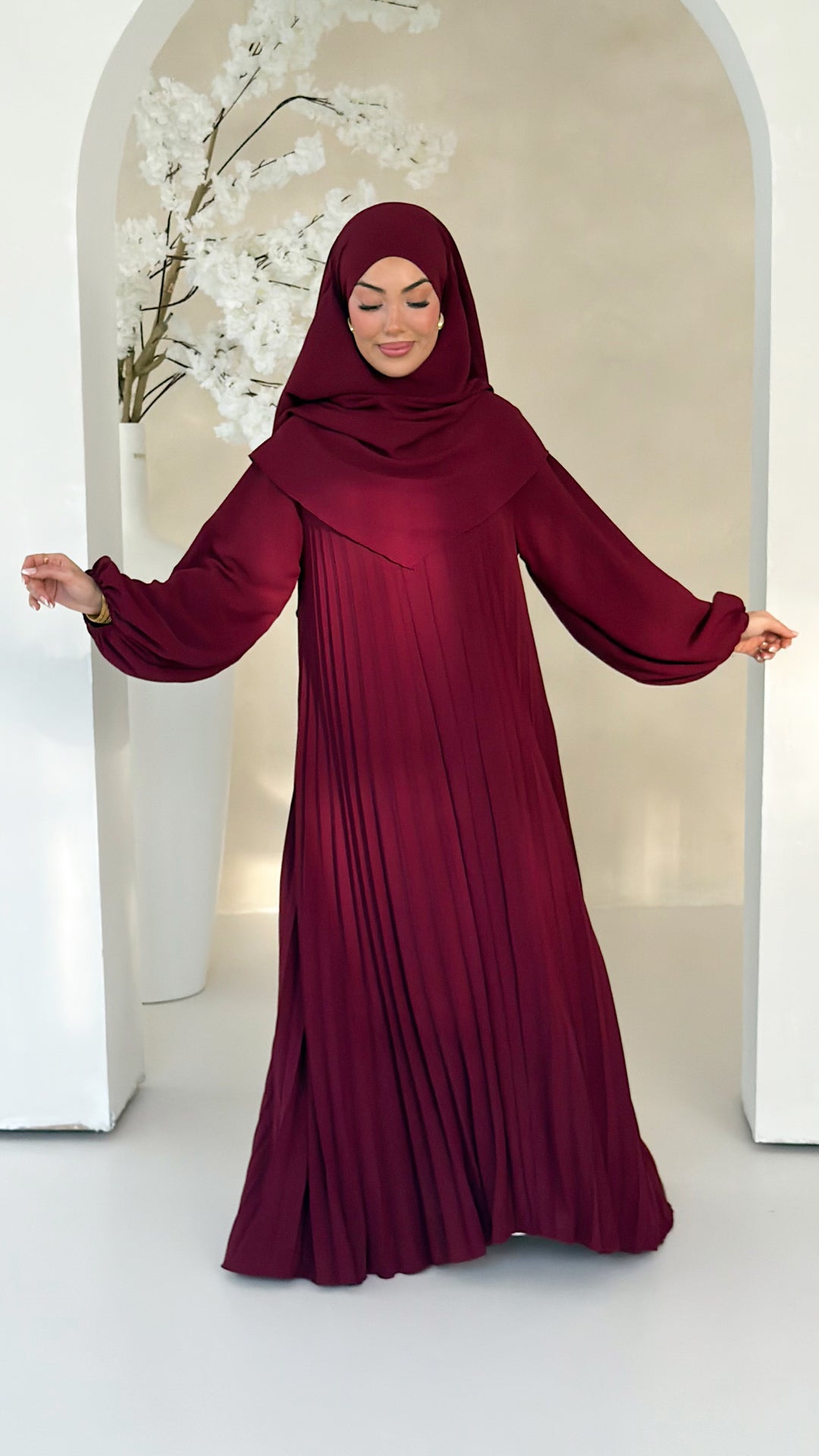 Layali Plissee Abaya 2-Teiler