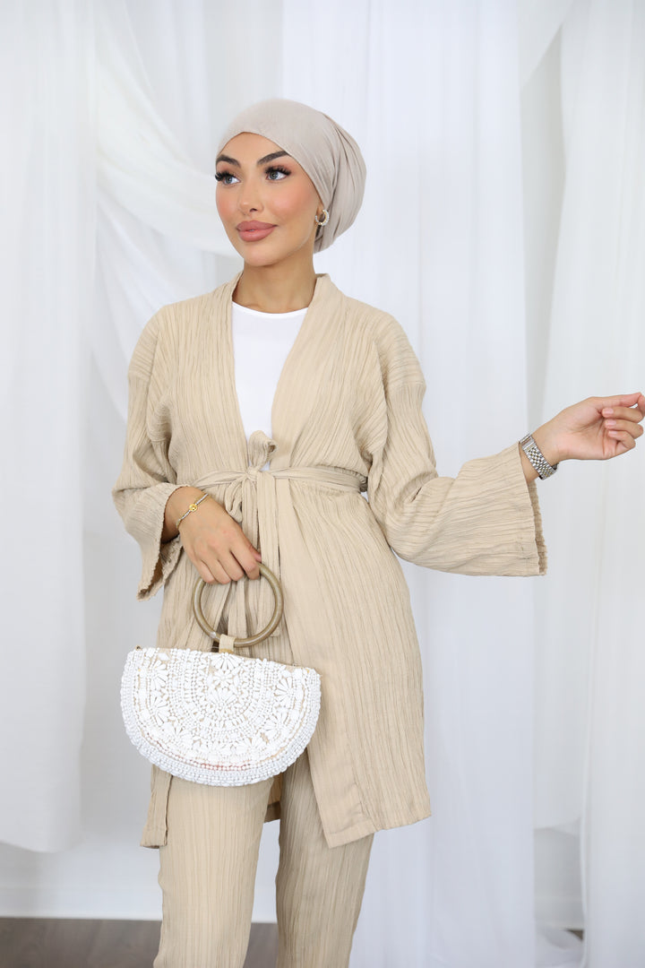 Gofree Kimono Zweiteiler in Camel