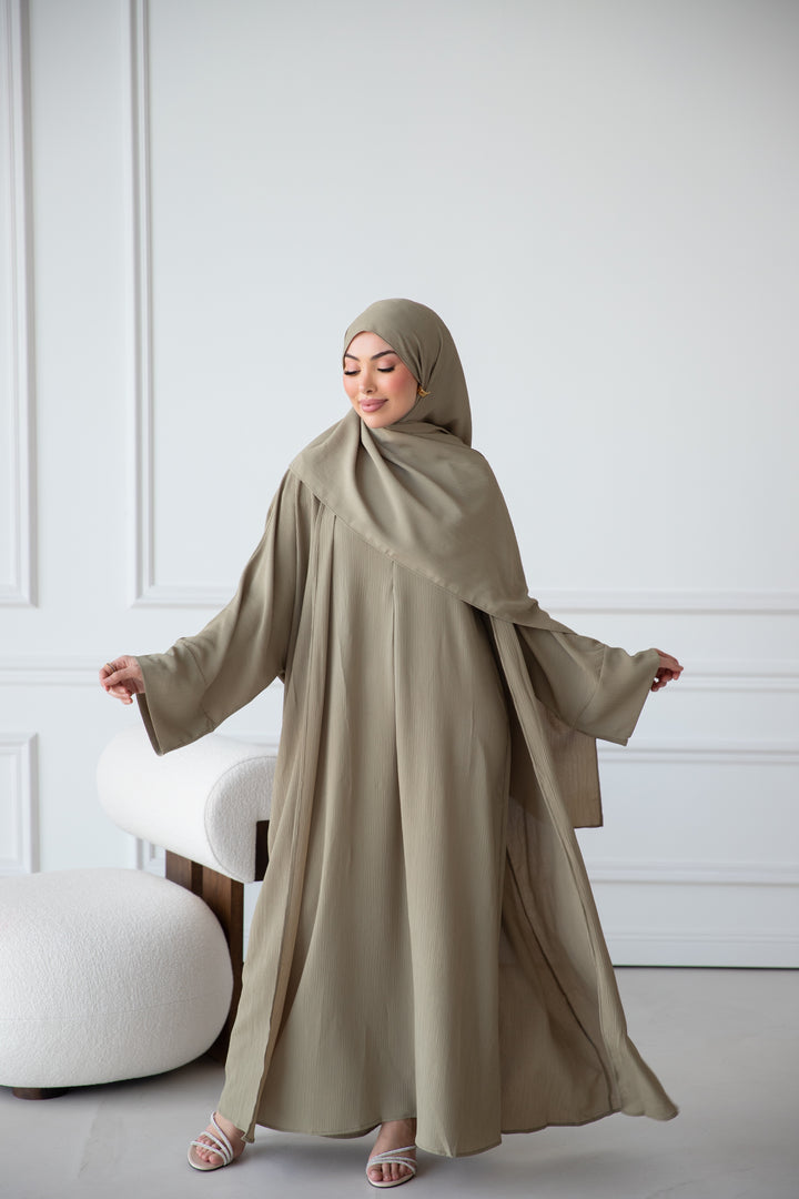 Suna Abaya 3-Teiler in Olive
