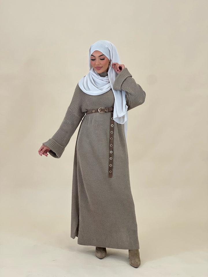 Serena Oversized Pulloverkleid in Taupe