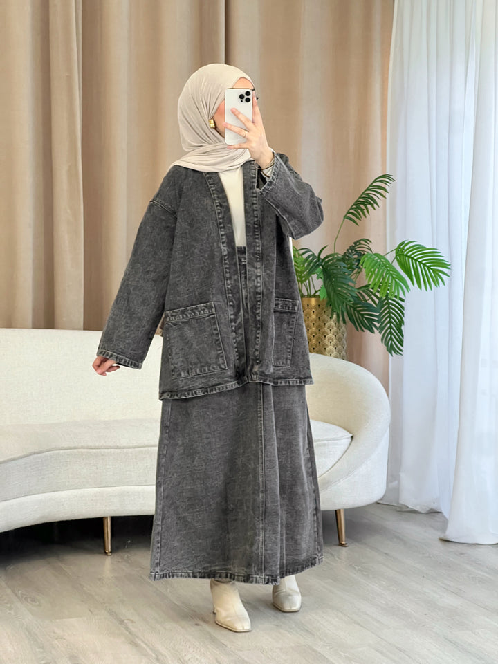 Zain Denim Set in Black