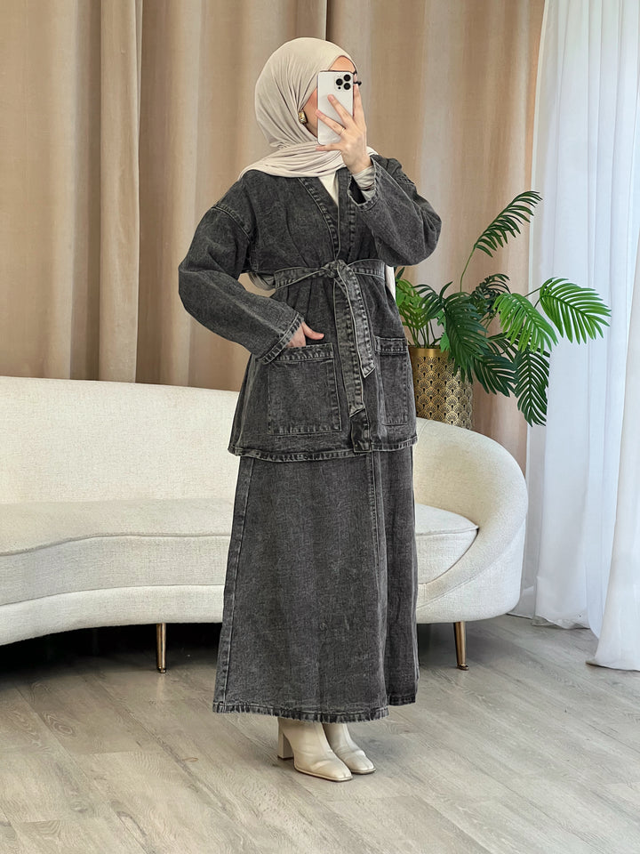 Zain Denim Set in Black