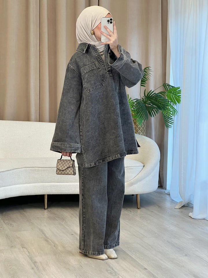 Lale Jeans Set in Grau