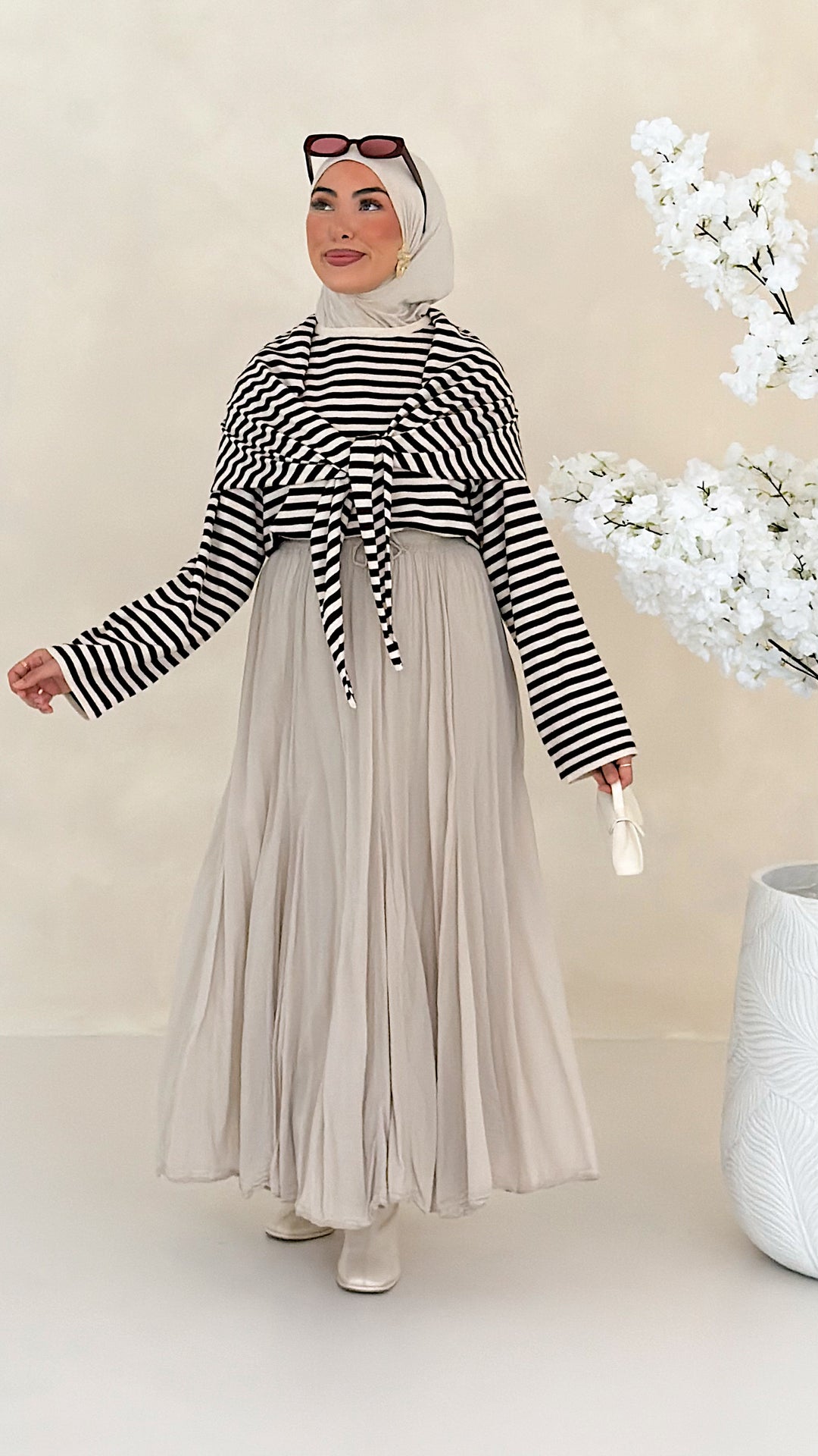 Ari Striped Oberteil mit Styling-Tuch
