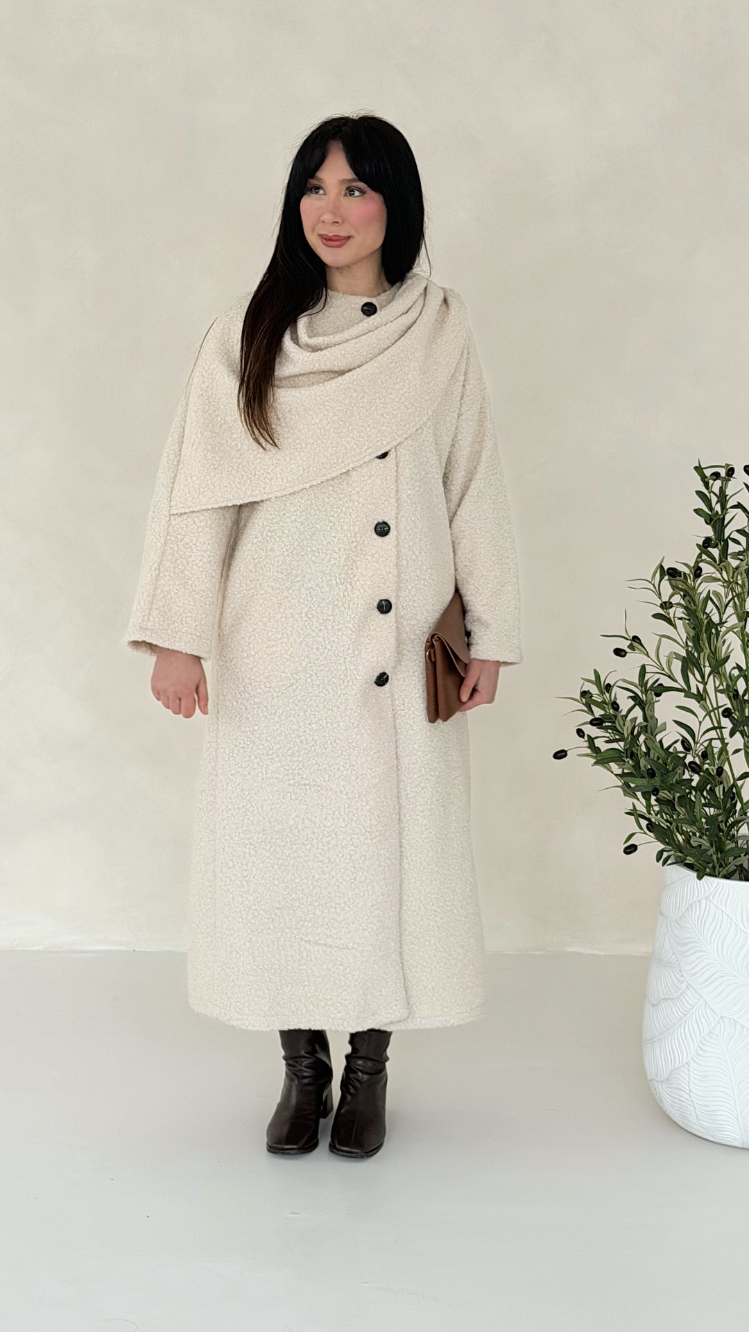 Bell Teddy Long Mantel mit integriertem Schal