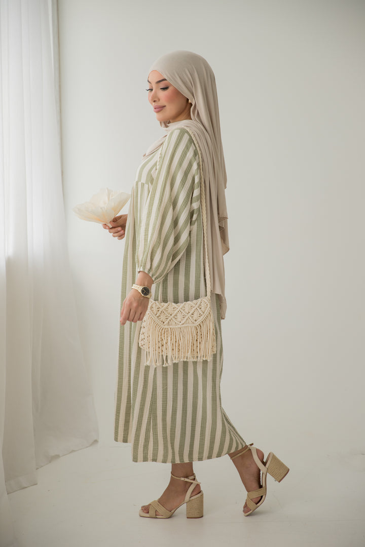 Cesme Musselin Kleid in Pistazie
