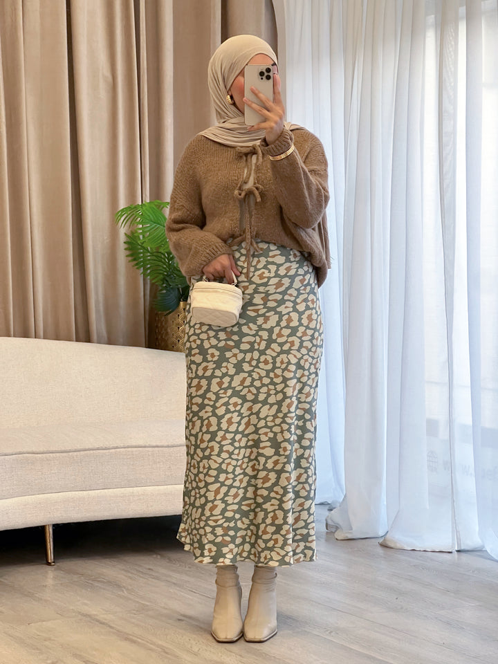 Lia Print Satin Rock in Mint