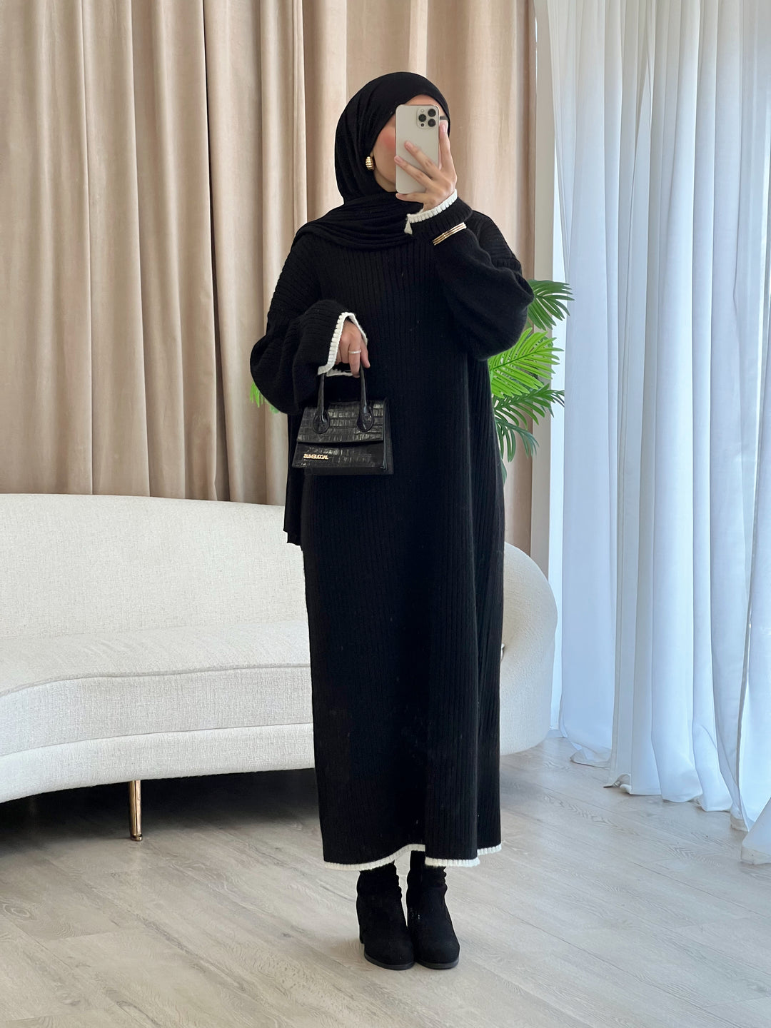 Sweety Strick Pulloverkleid in Schwarz