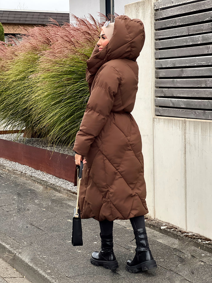 Stormi Parka mit Gürtel in Braun