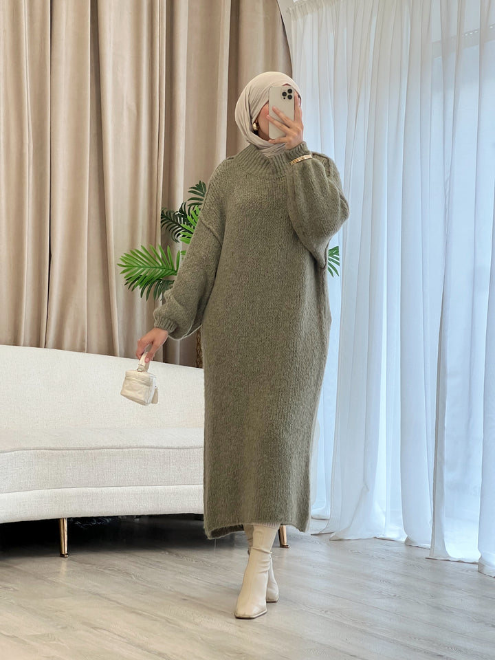Tara Woll-Kleid in Olive