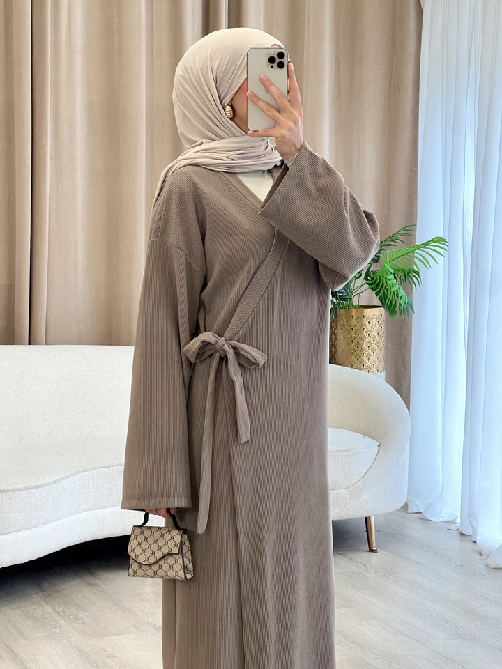 Luna Cord Kleid in Taupe