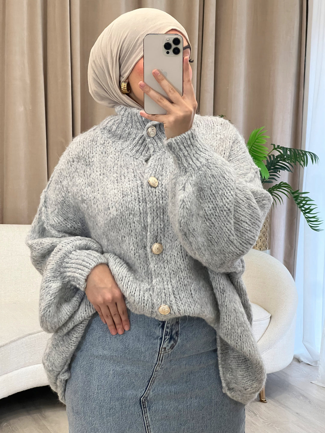 Lilly Oversized Cardigan in Grey