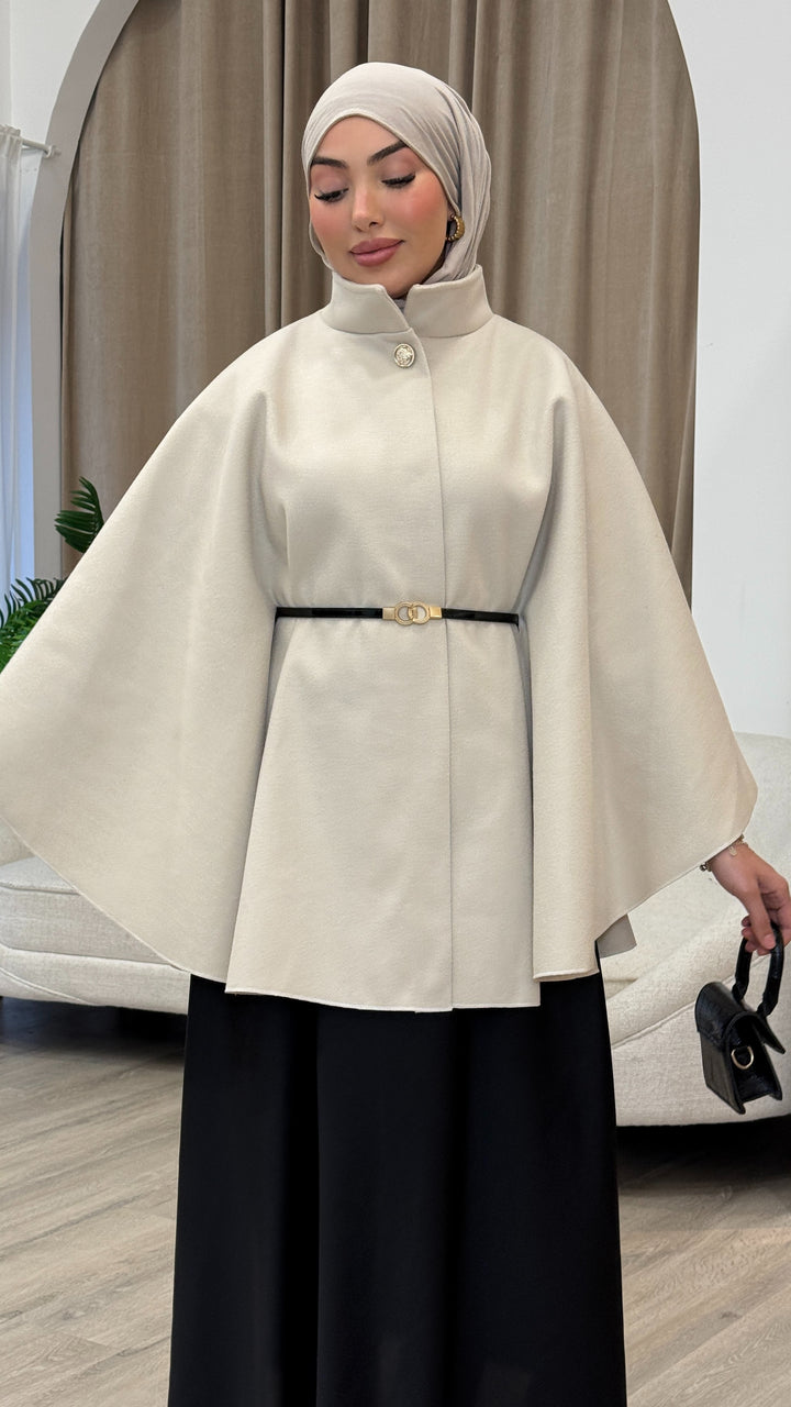 Kamila Cape mit Gürtel in Beige