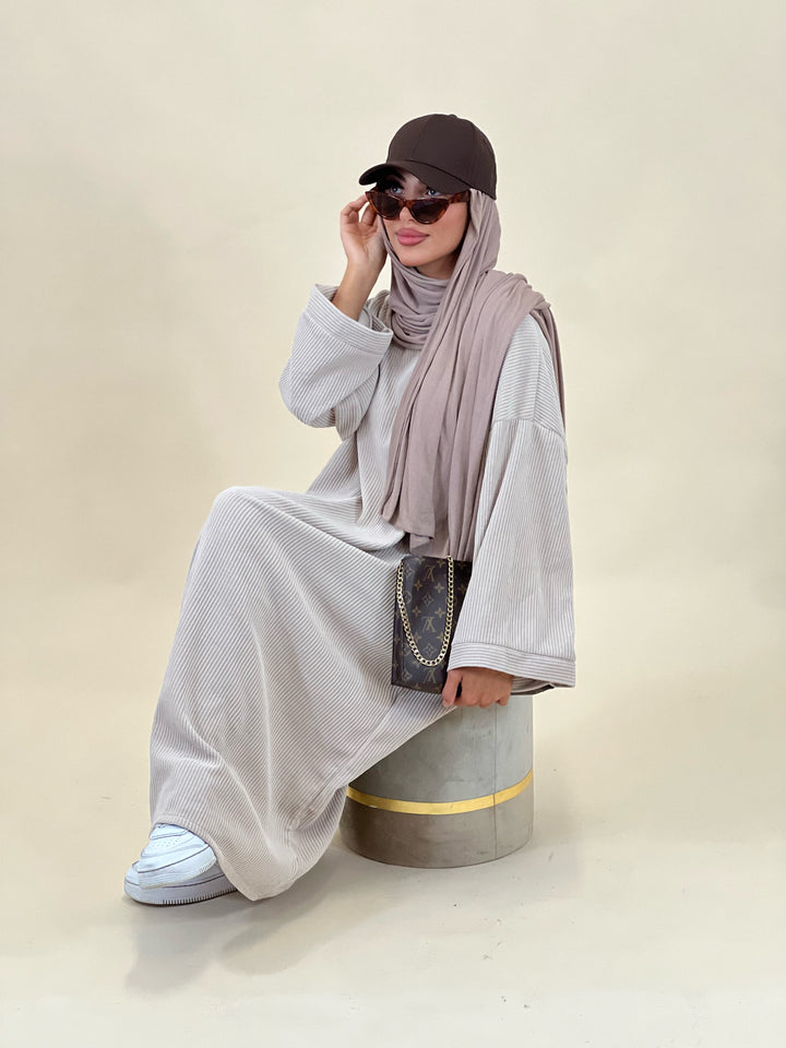 Farah Cord Abaya in Nude