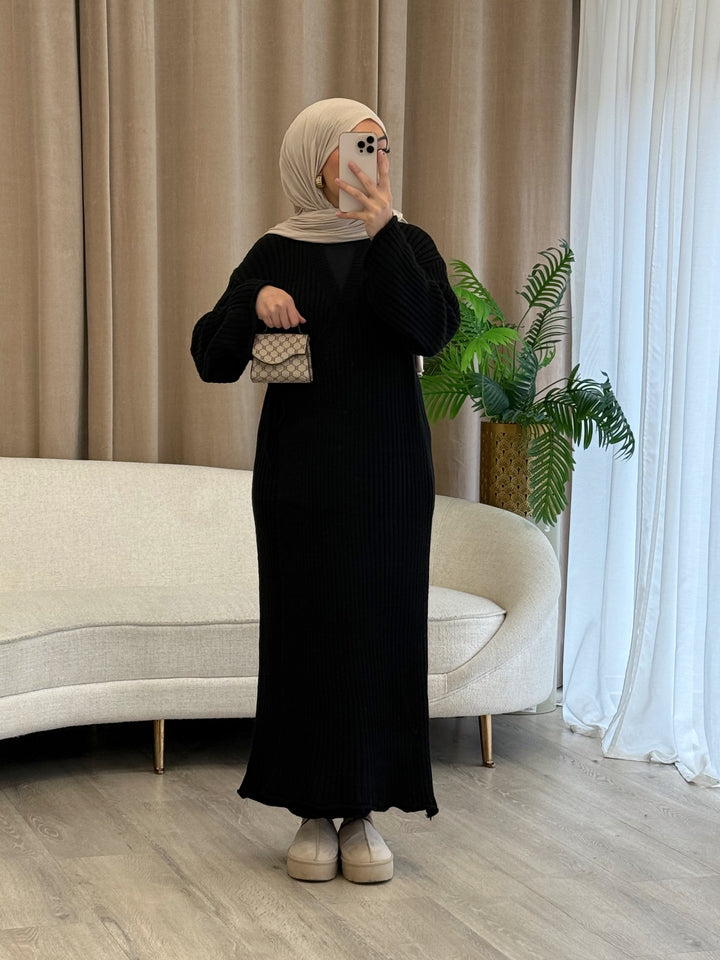 Belleza Strickkleid in Wickeloptik in Schwarz