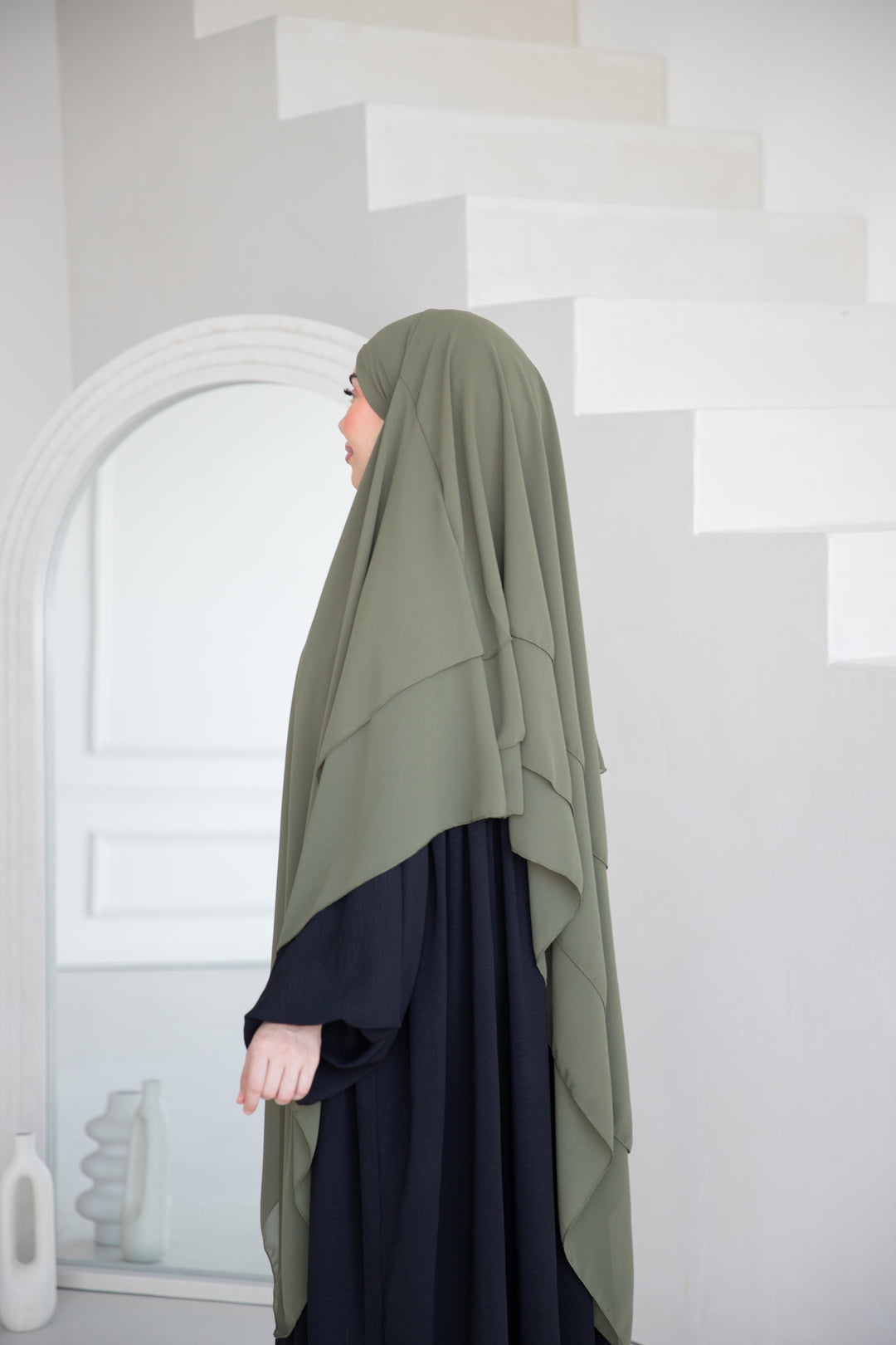 Floral Noor Khimar 3-Lagig in Khaki