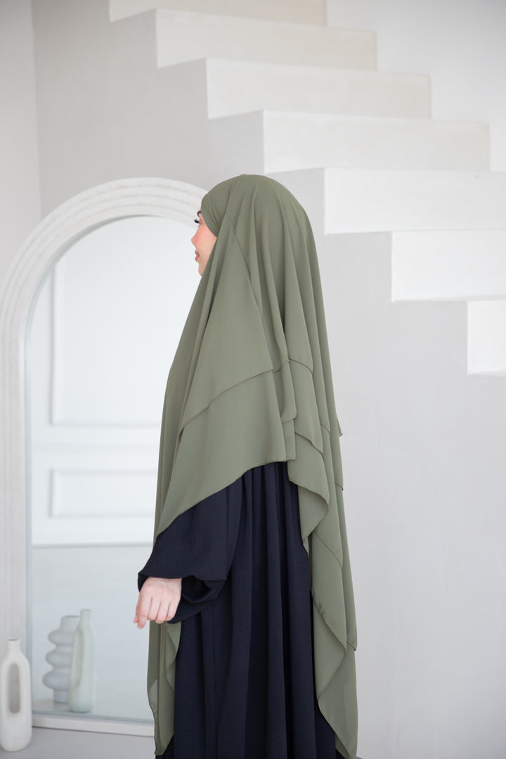 Floral Noor Khimar 3-Lagig in Khaki