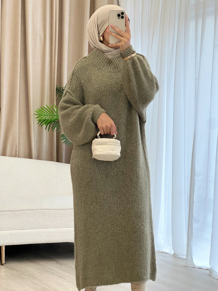 Tara Woll-Kleid in Olive